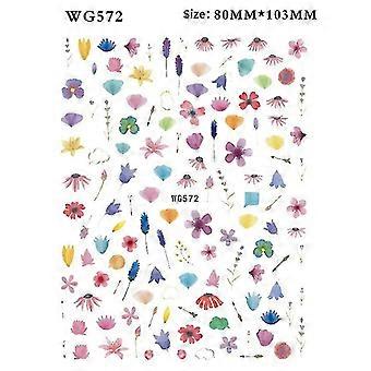 Ny stil nagelklistermärken ins japansk 3d självhäftande färg blomma spik klistermärken blomma spik tillbehör spik, form -4
