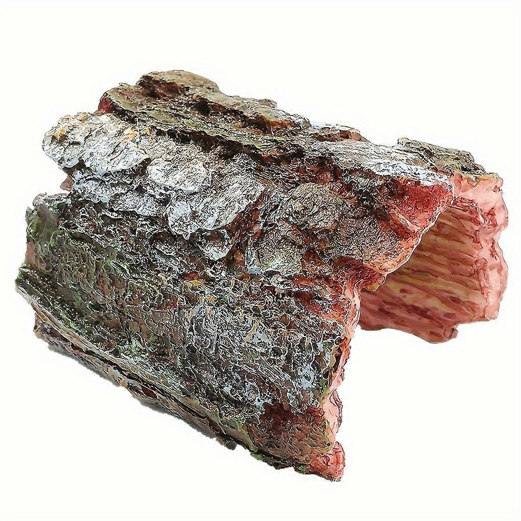 1pc Aquarium Hideout, Resin Fish Tank Landscaping Decoration, Simulation Tree Bark Cave
