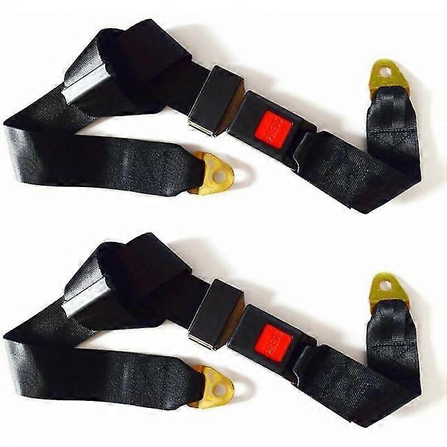 2 Pack Universal Adjustable Seat Belt 2 Point Adjustable Safety Harness Single Double Seat Belt - Black