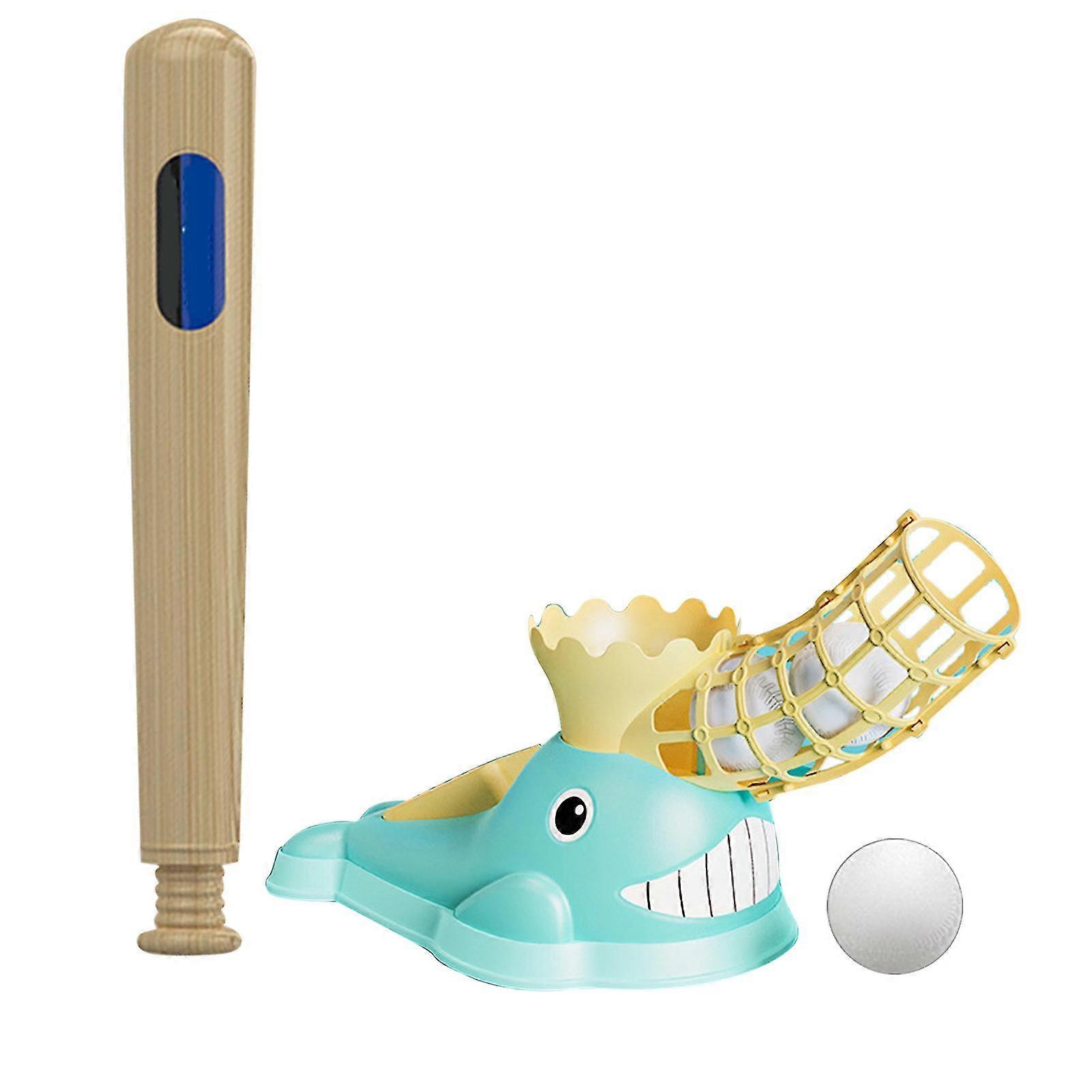 Blue Automatic Kids Baseball Pitching Machine Set with Foot Ejection