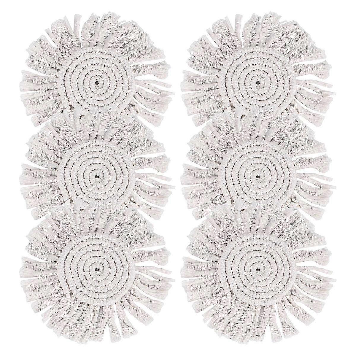 6 Handmade Macrame Coasters, Coffee Beverage Beer Mugs, Mat, Boho Table Decoration ( Coaster)