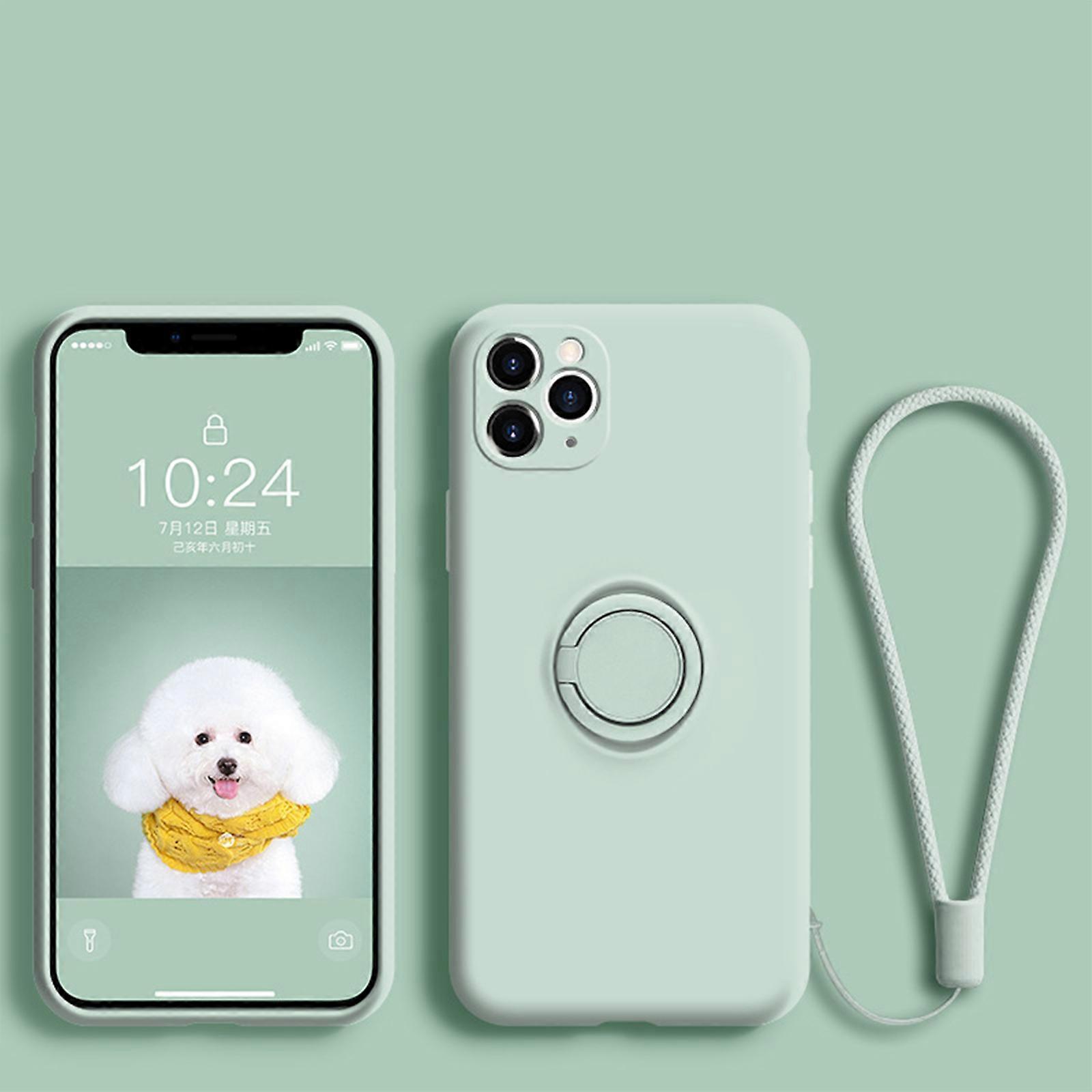 for iPhone 15 Pro Max/ 15 Ultra Built-in 360 Rotatable Ring Holder Anti-Scratch Liquid Silicone Shockproof Phone Case