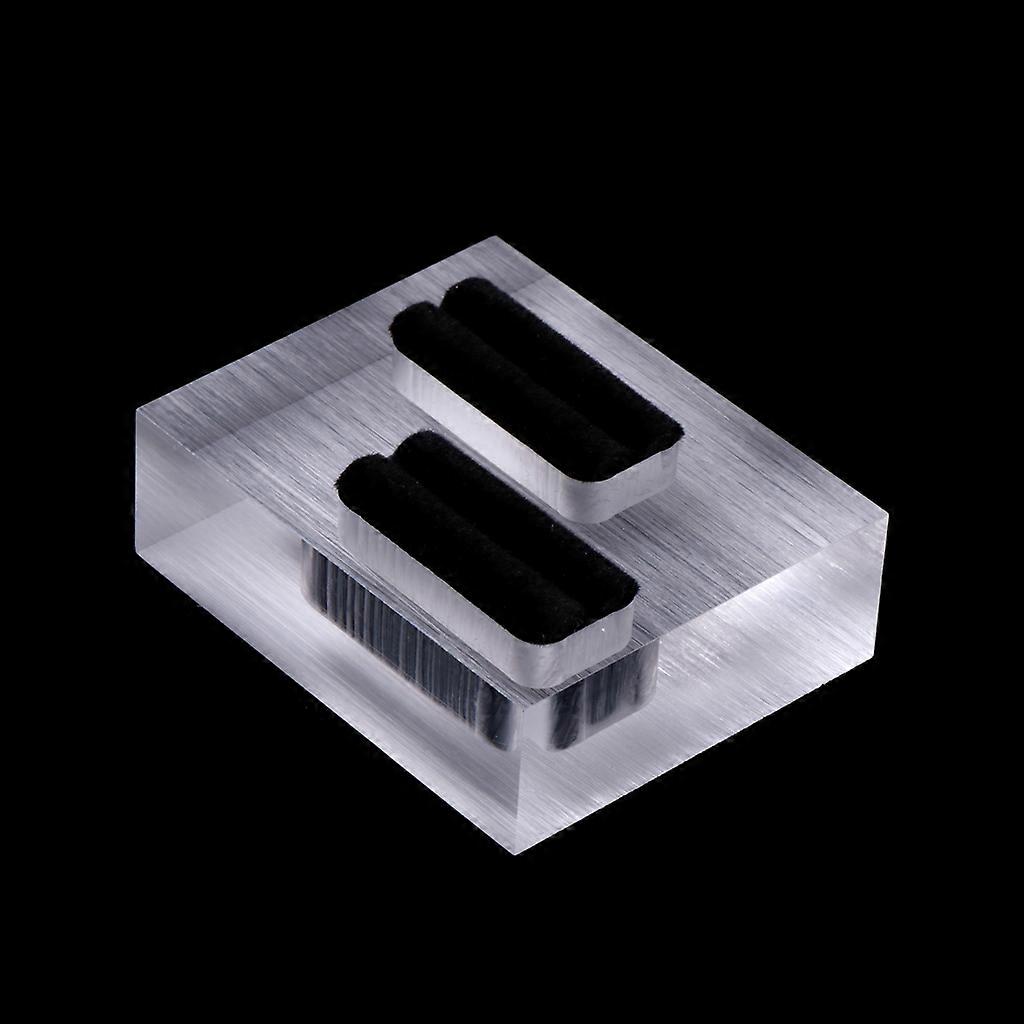 Ring Display Stand with Black Velvet Clear Acrylic Rectangle Shape Showcase