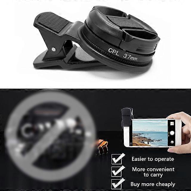 37MM Phone Professional Wide Angle Polarizer Circular Portable Accessories Durable With Clip Black Lens Universal CPL Filter