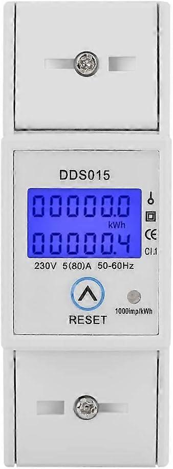 Single Phase Energy Meter 5-80A 230V 50Hz LCD Backlight Single Phase Energy Meter KWh Meter DIN Rail Mount DDS015 Meter Watt KWh