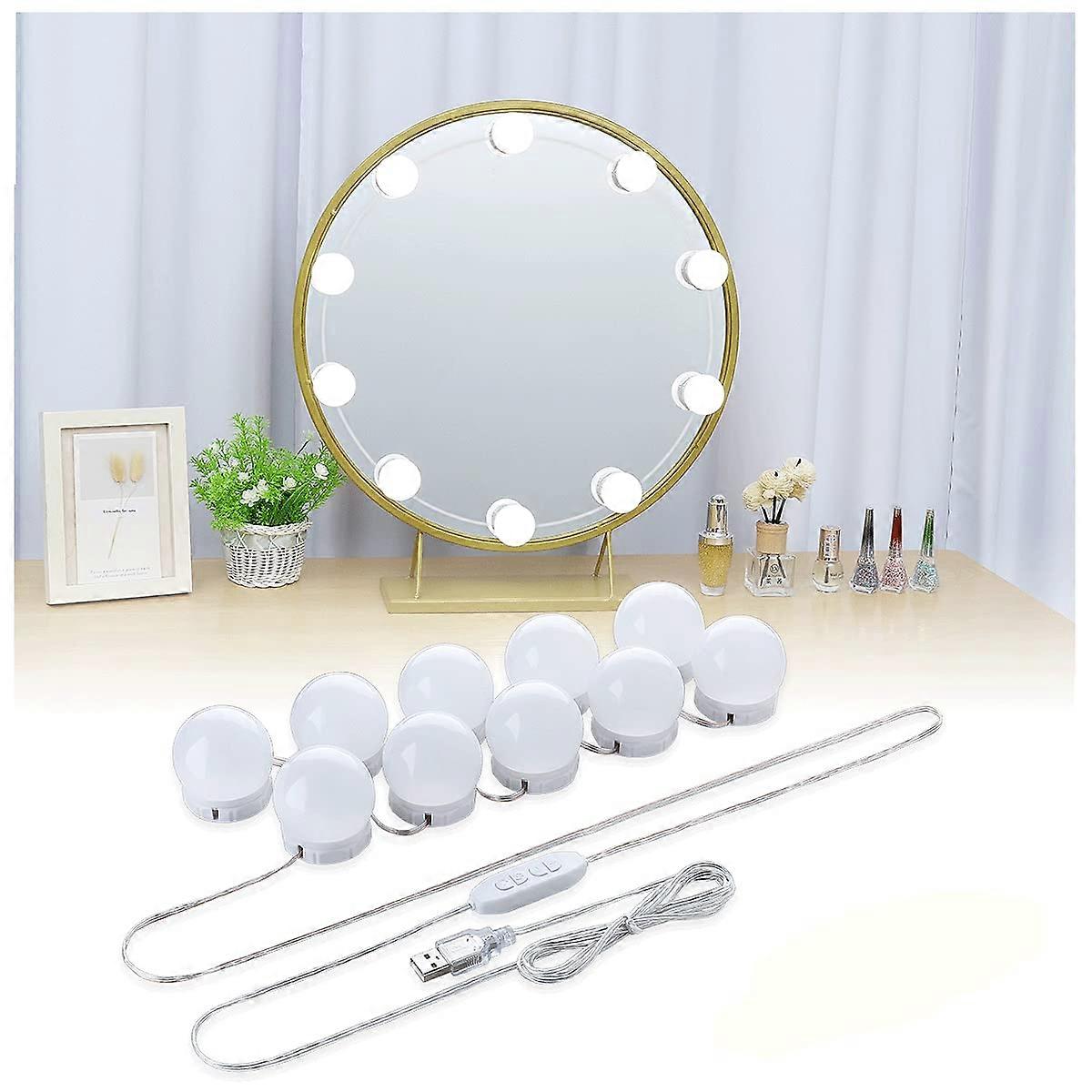 Vanity Mirror Lights, 3 Color Modes Dressing Table Mirror Lights 10 Dimmable Led Bulbs with USB Cable
