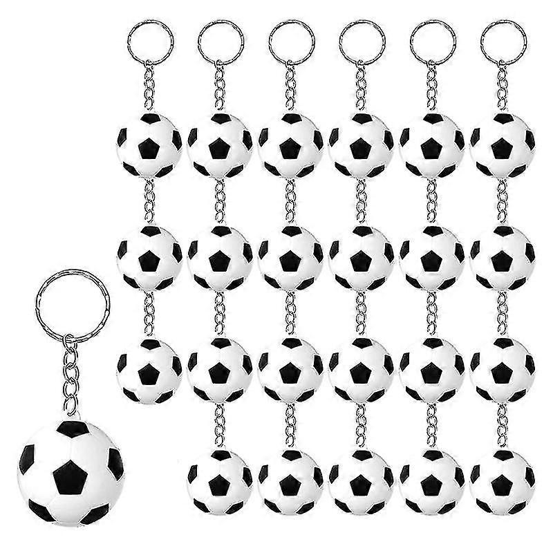 24 Pack Soccer Keychain White Soccer Ball Keychain