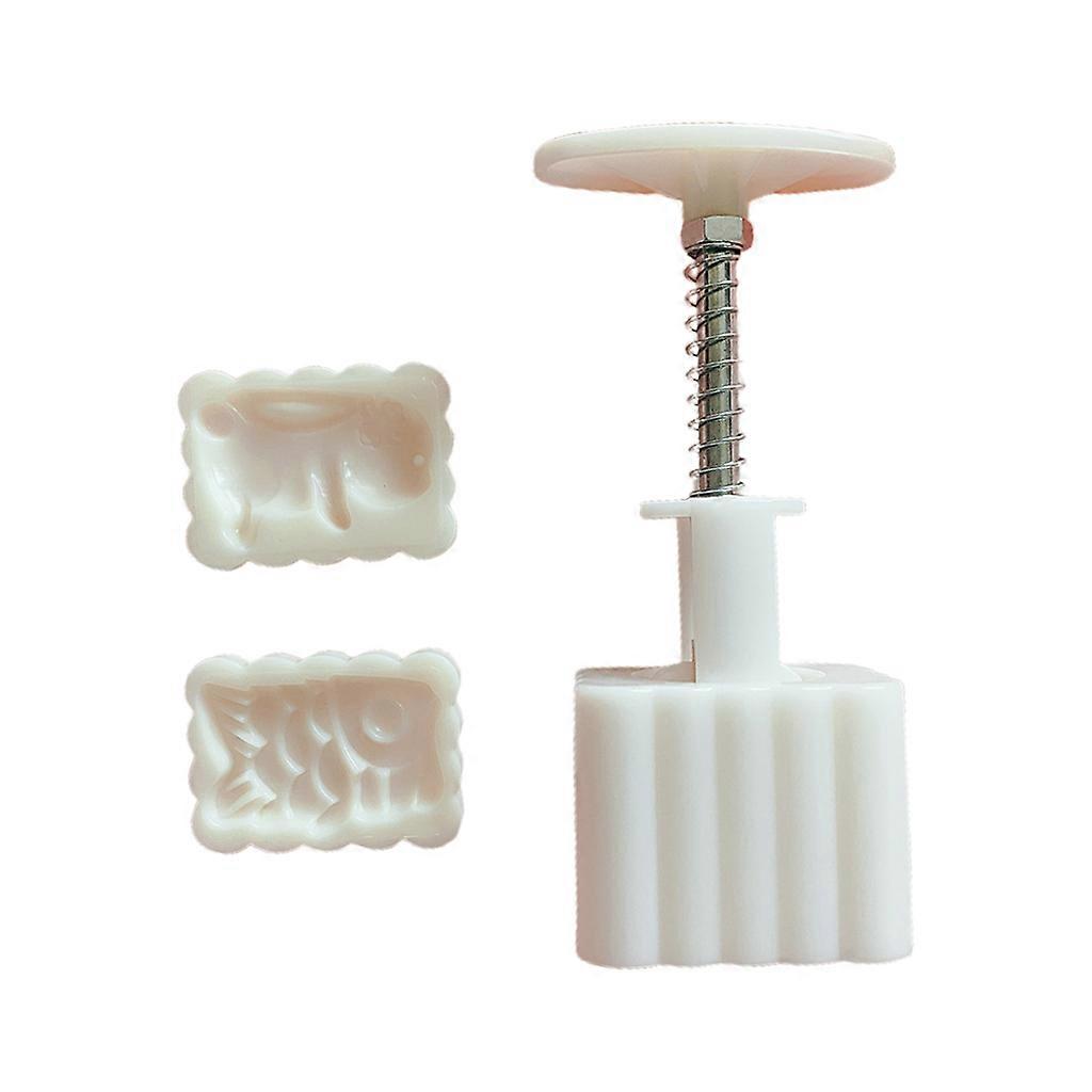 Rectangle Shape Moon Cake Mould Hand Pressure Cookies Cutter Smooth Enjoy Fun