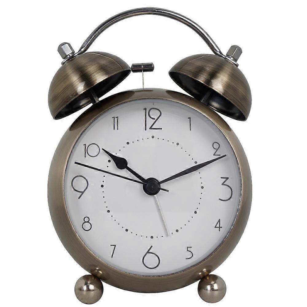 Retro Metal Alarm Clock Children Desktop Electronic Desk Clock Mute Luminous Quartz Clock