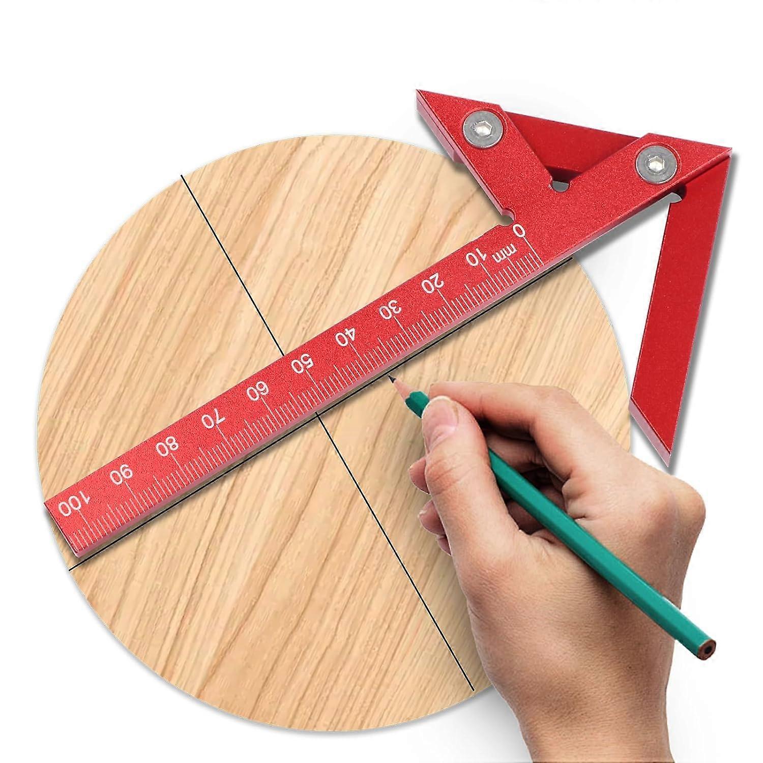 Aluminum Alloy Center Positioning Ruler, 45/90 Degree Positioning Ruler, Right Angle Positioning, Ce