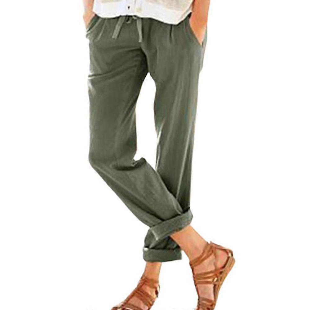 Women Elastic Waist Drawstring Trousers Loose Pants With Pockets