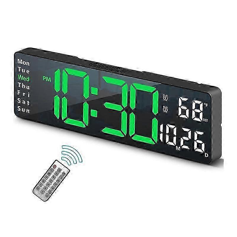 13inch Large Display Led Digital Wall Clock Remote Control Table Alarm Clock Date Week Timer Automatic Dimmer Clock-a