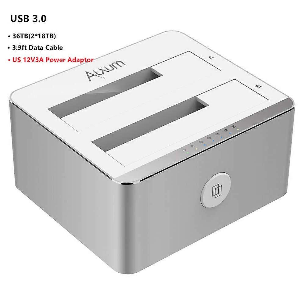 Alxum Dual Bay SSD HDD Docking Station USB 3.0 to SATA 3 2.5" 3.5" Hard Disk Drive Dock Adapter with Offline Clone for PC Laptop