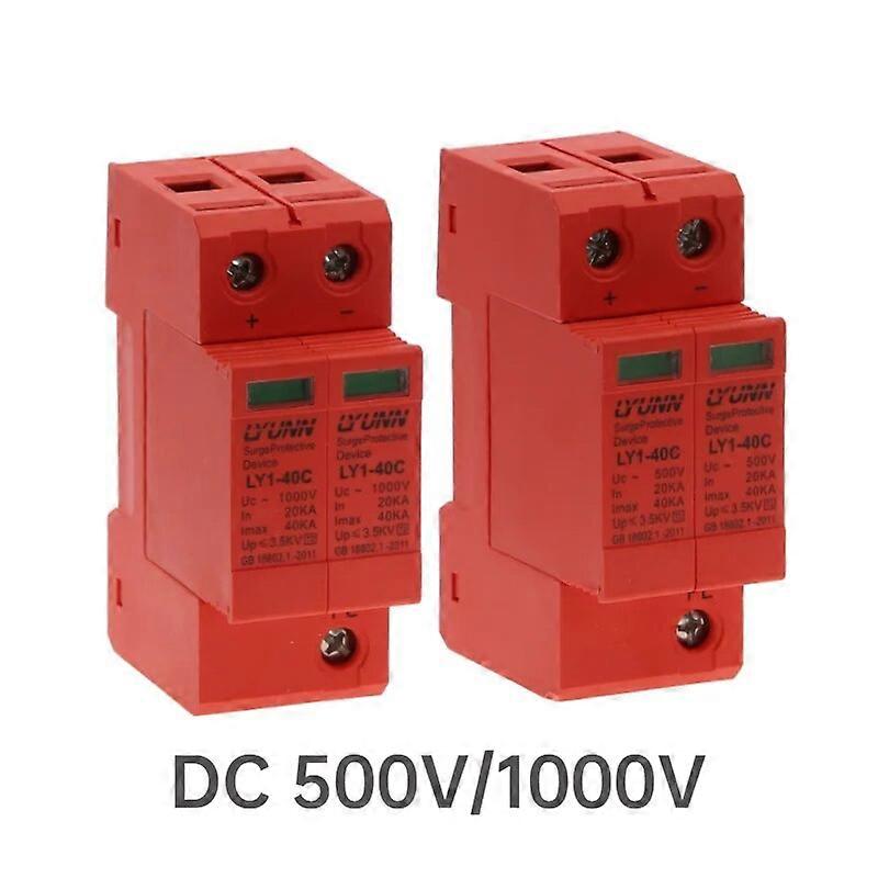 SPD photovoltaic surge protector DC 500V 1000V 2p DC1000V 20KA ~ 40ka low voltage arrester room DIN guide rail 2-pole protector
