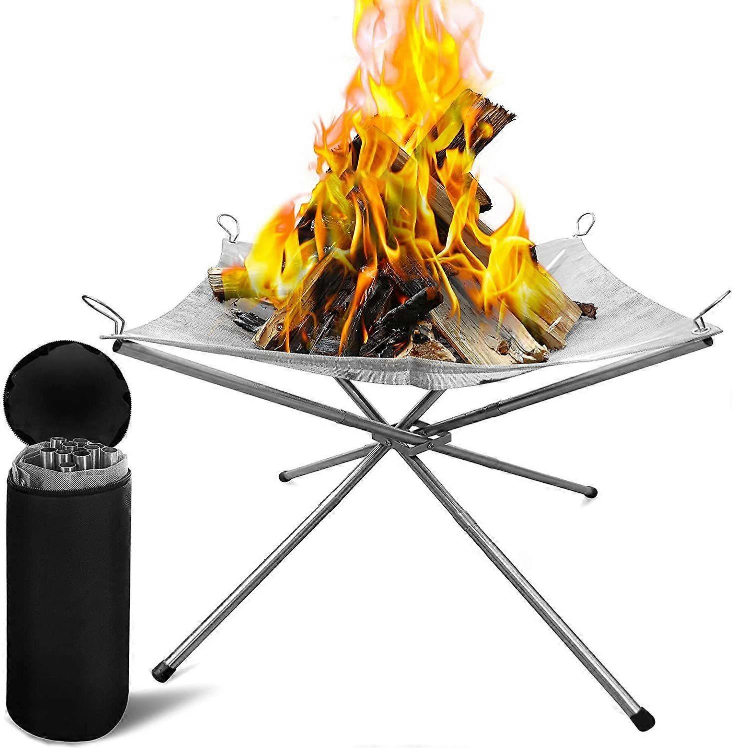 Bärbar utomhus eldstad Vikbar rostfritt stål mesh eldstad
