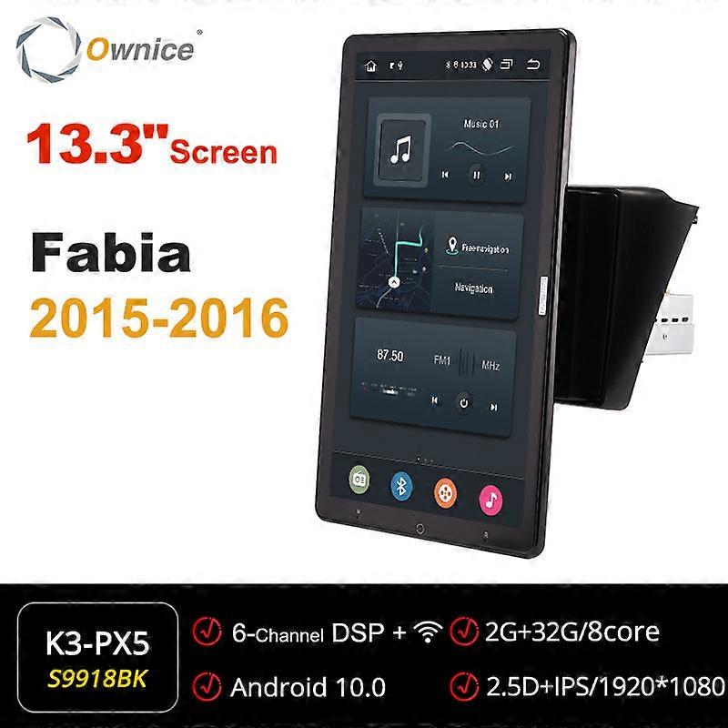 Tesla style PX6 DSP 13.3" Android 10.0 Car DVD Player Rotating Screen 1920*1080 GPS Navigation Radio For Skoda Fabia 2015-2016