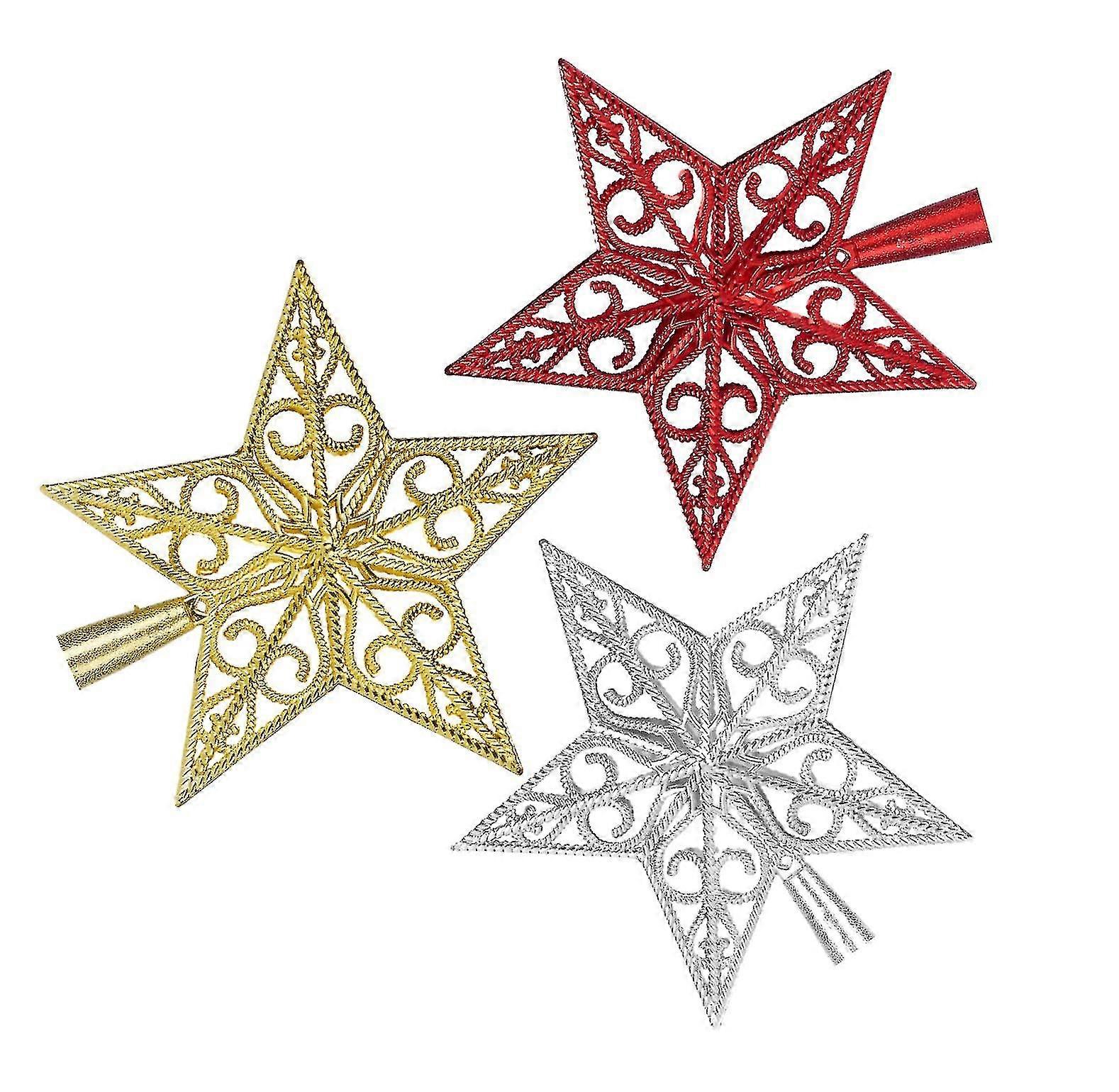 3pcs Tree Topper Star Silver - Christmas Tree Topper Tree Topper For Christmas Tree Christmas Tree Topper Christmas Tree