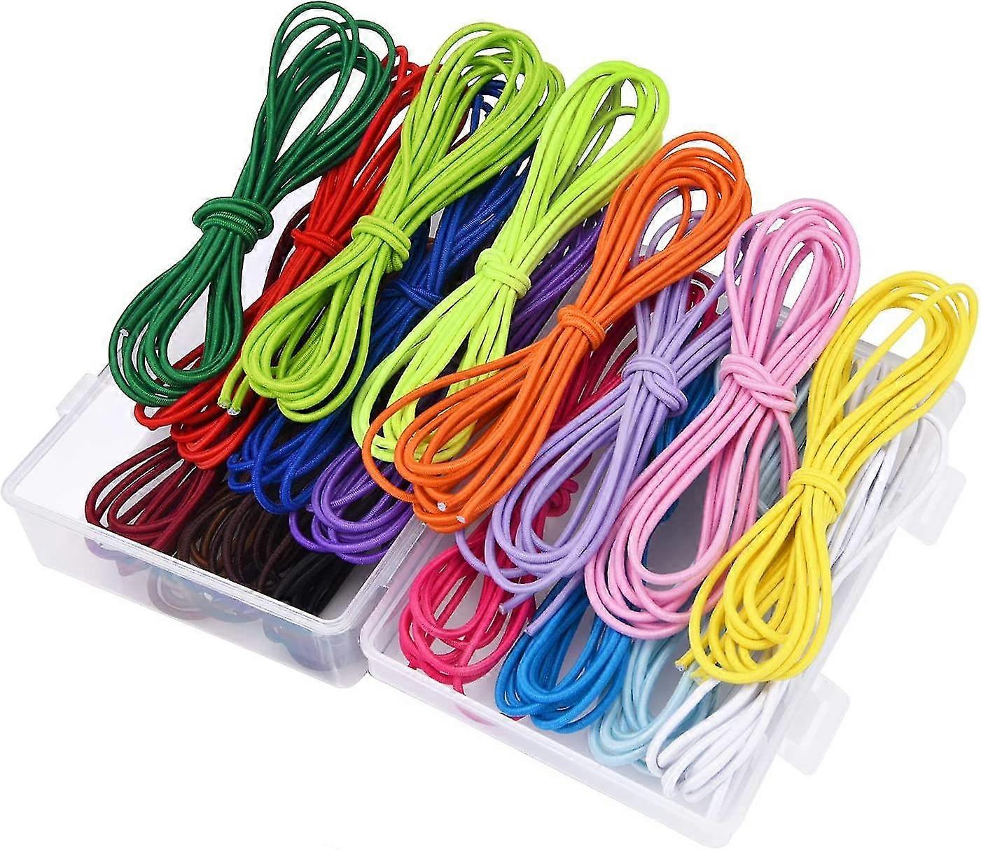 39 Yards 2mm Thickness Elastic String Beads Stretch Rubber Rope Jewelry Cords, 18 Colors