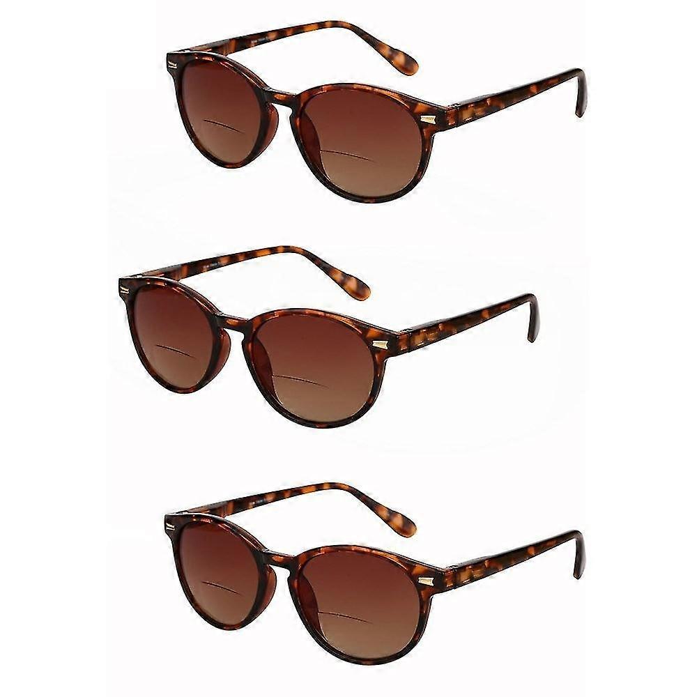 3 Pcs Sunglasses - Round Full Frame Reading Sunglasses for Men and Women