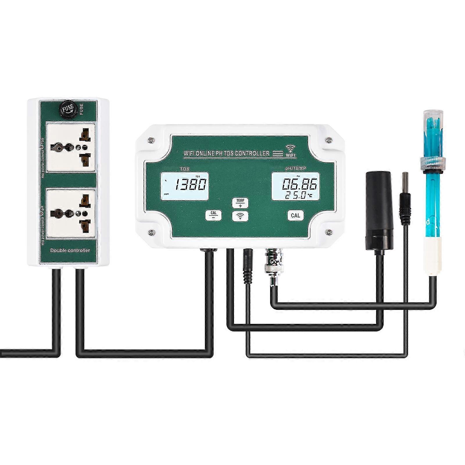 Wifi Online Ph Tds Controller Professional 3-in-1 Ph/tds/temp Water Quality Detector Ph Controller With Relay Plug Repleaceable Electrode Bnc Type Pro