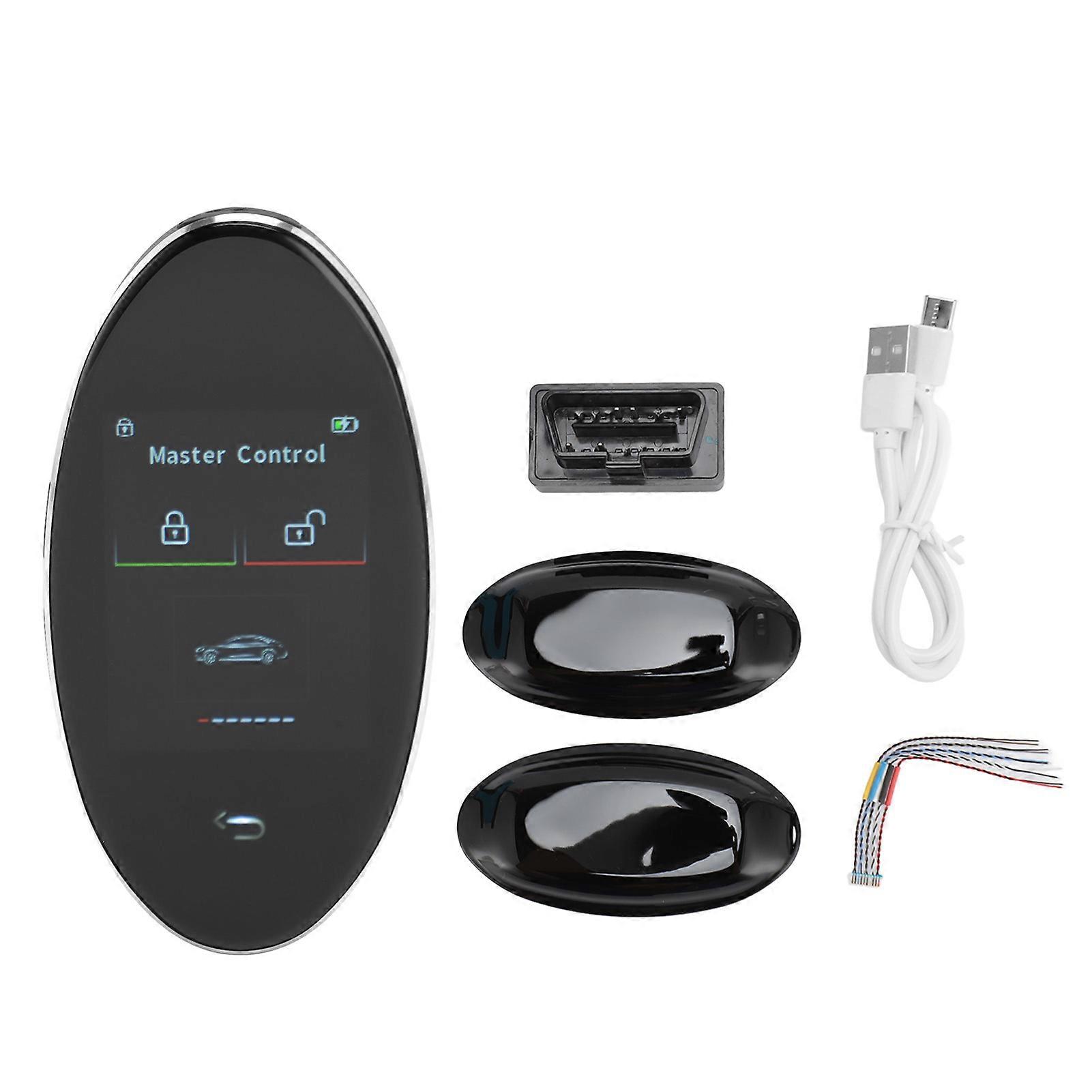 Chiave telecomando intelligente per auto con schermo LCD touch screen anti smarrimento, telecomando senza chiave per avvio con un pulsante, veicolo nero