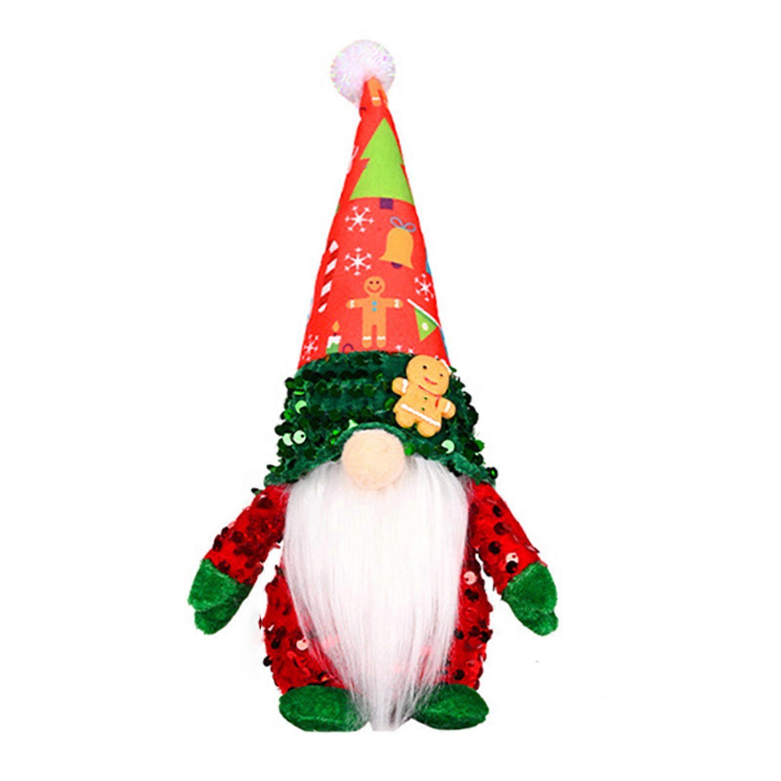 Swedish Gnome Plush Doll Handmade Scandinavian Tomte Sequins Elf Dwarf Ornaments