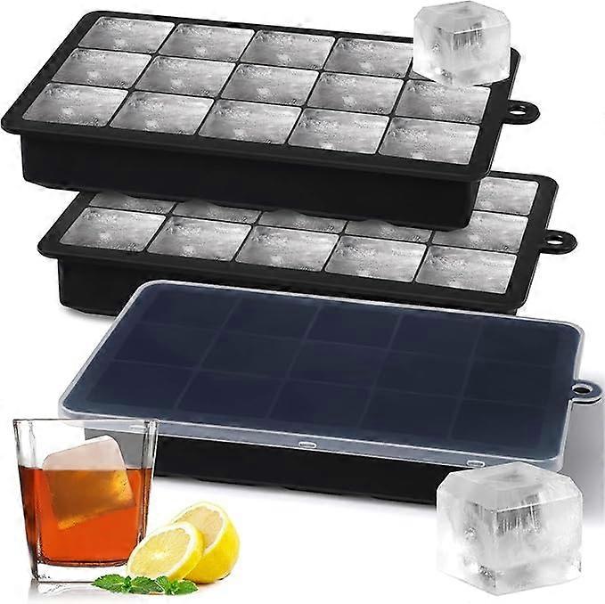 Large Ice Cube Trays with Lid,3 Pack Silicone Ice Cube Molds