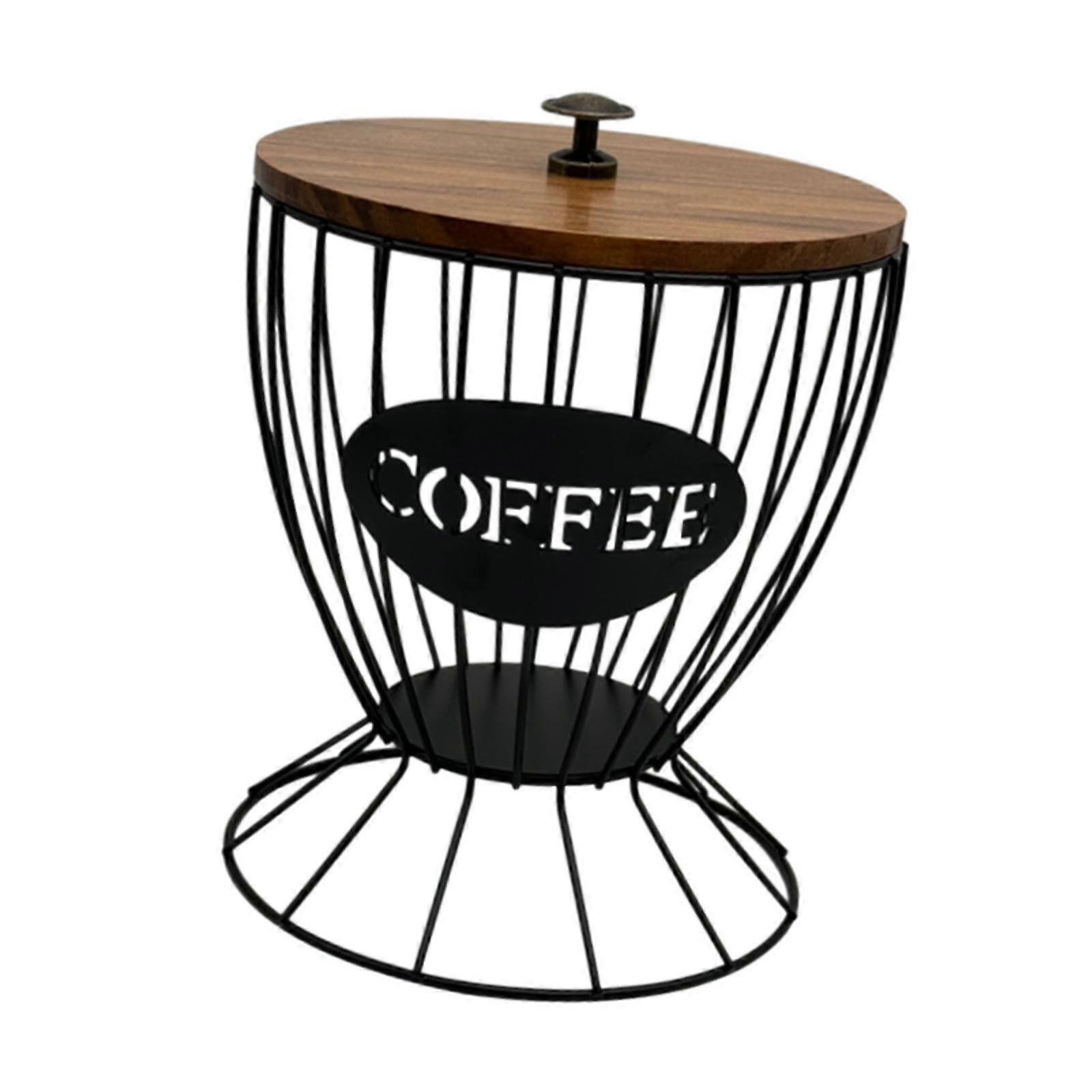 Kaffeepadhalter, Behälter, wiederverwendbar, vielseitig, für Café, Zuhause, Küche, Theke, schwarz, mit Deckel