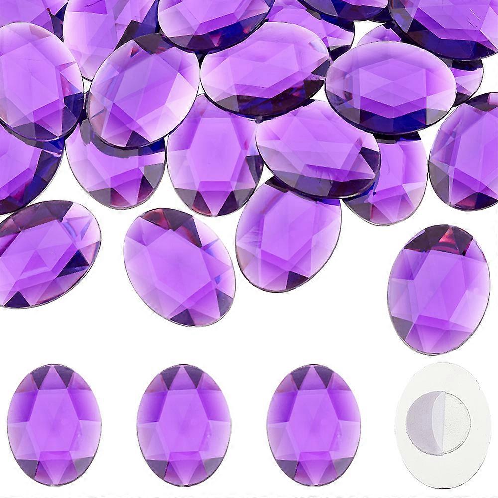 Self-Adhesive Acrylic Rhinestone Stickers for DIY Decoration and Crafts Faceted Blue Violet Oval 40x30x5.5mm 30pcs/box