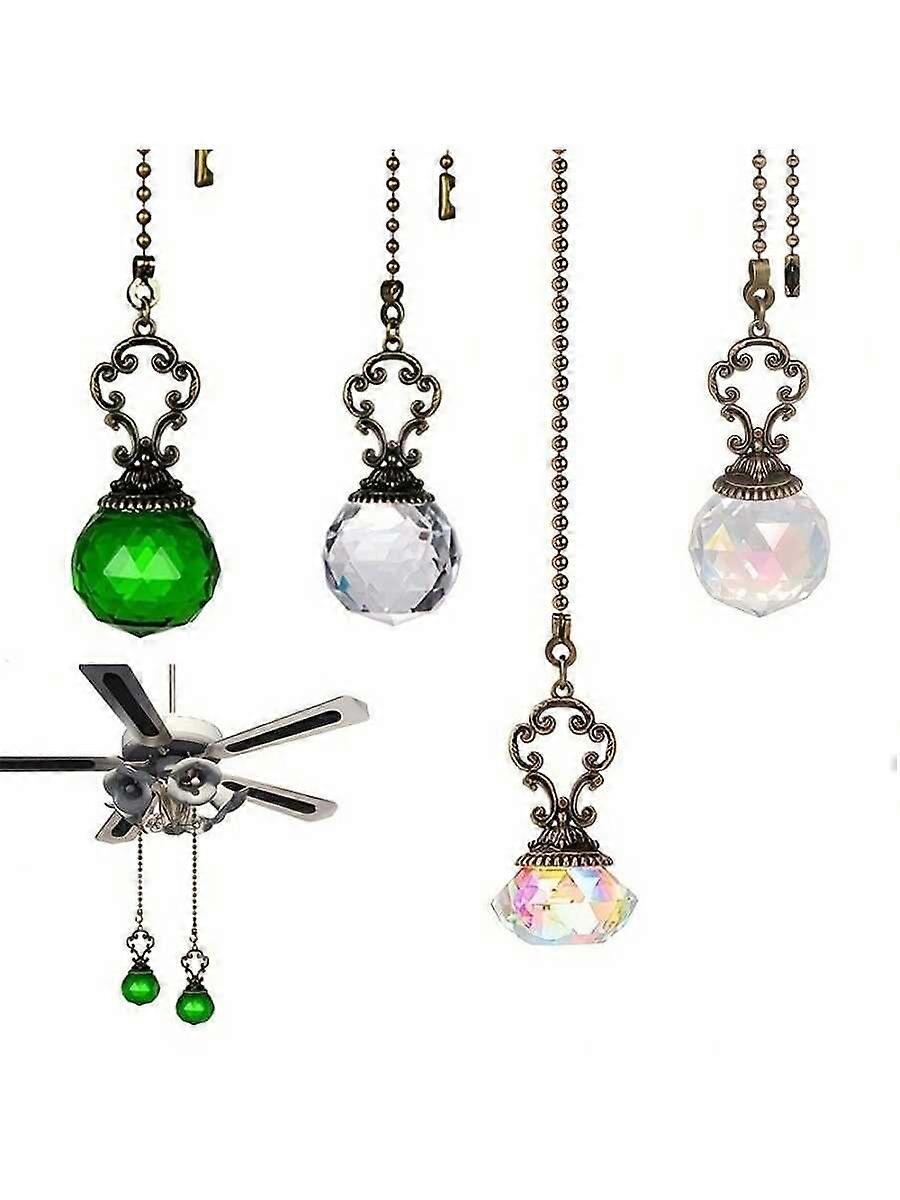 1 قطعة خمر كريستال السقف مروحة سحب سلاسل ، قلادة الملونة موسع ، سحب سلسلة تمديد ، مع موصل كريستال المنشور الكرة ، لحمام المرحاض L