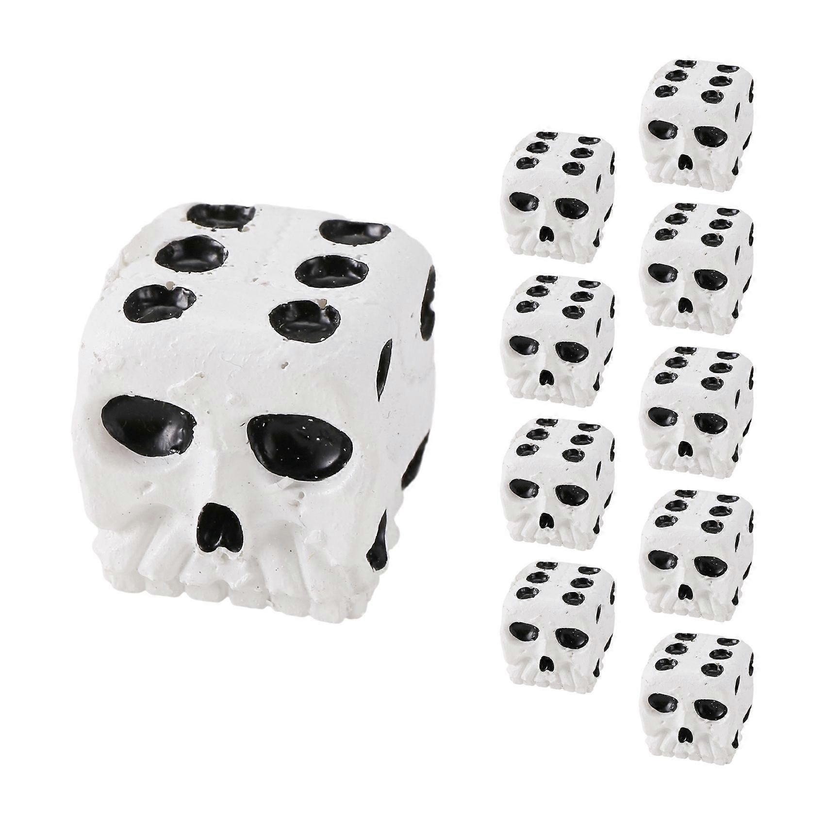 Skull Dice 6-Sided Bone Unique Gift Gamer for Role Playing Board Game for Halloween,10pcs White