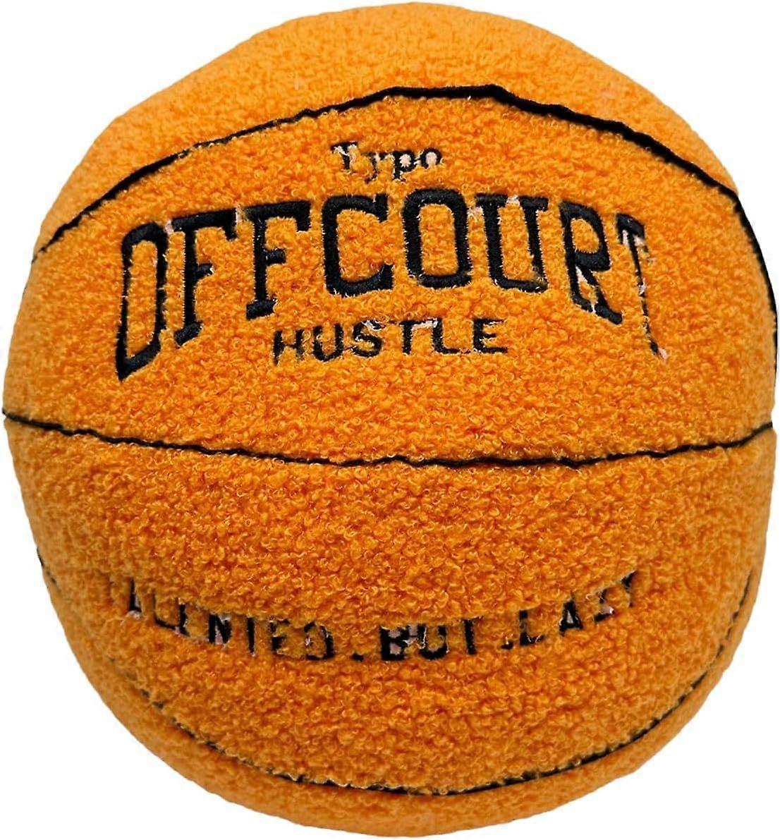 SBSG 2023 New Offcourt Basketball Pillow,11" Basketball Shaped Pillow Teddy Fleece Embroidered Basketball Throw Pillow Fuzzy Plush Toy Gifts for Kids 