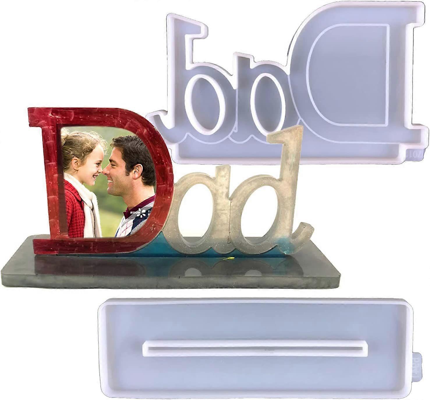 Father's Day DAD Photo Frame Silicone Resin Molds, DIY Rectangle Shape Photos Display Tool Molds