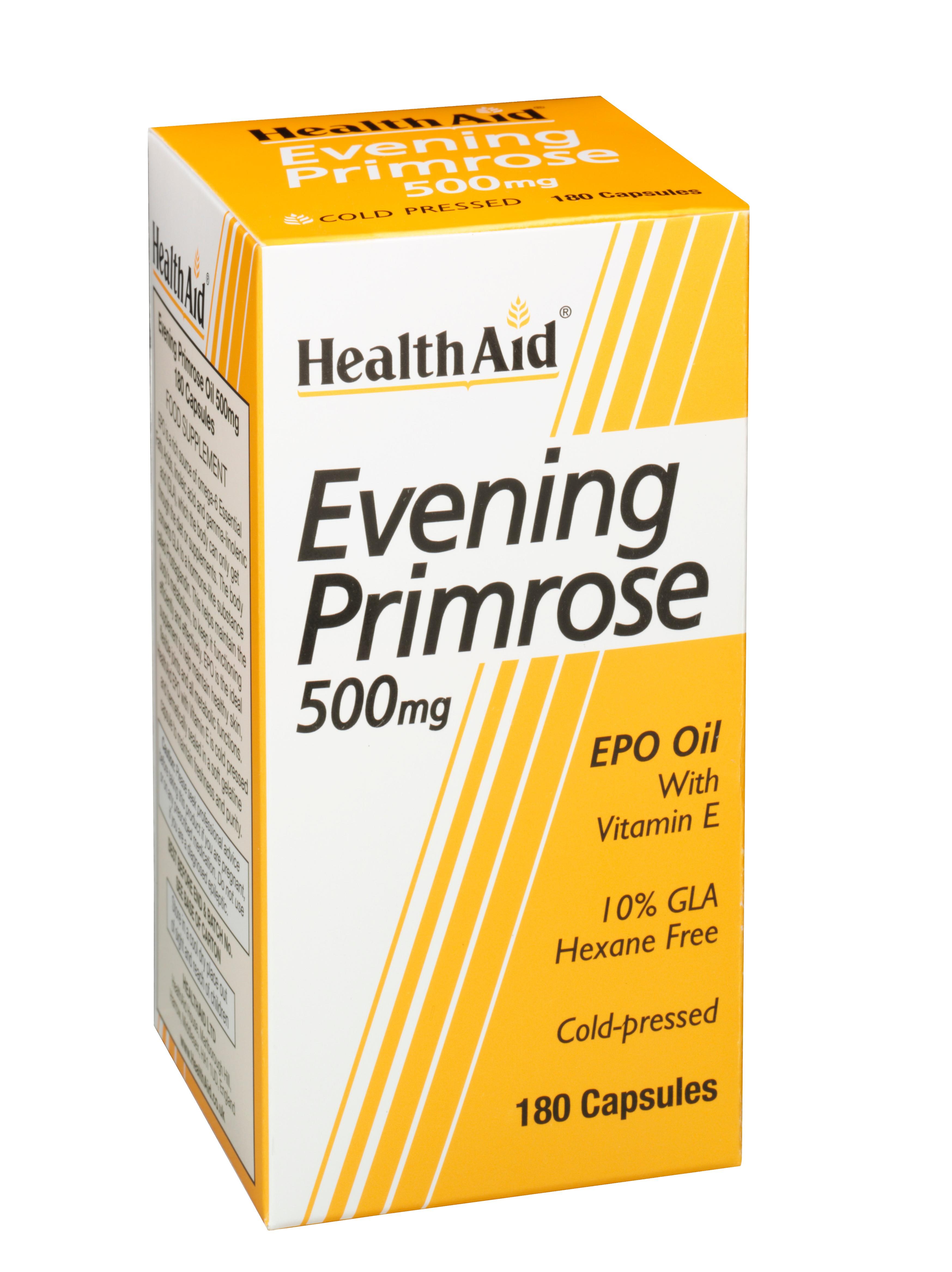 Health Aid Evening Primrose Oil 500mg + Vitamin E, 180 Caps