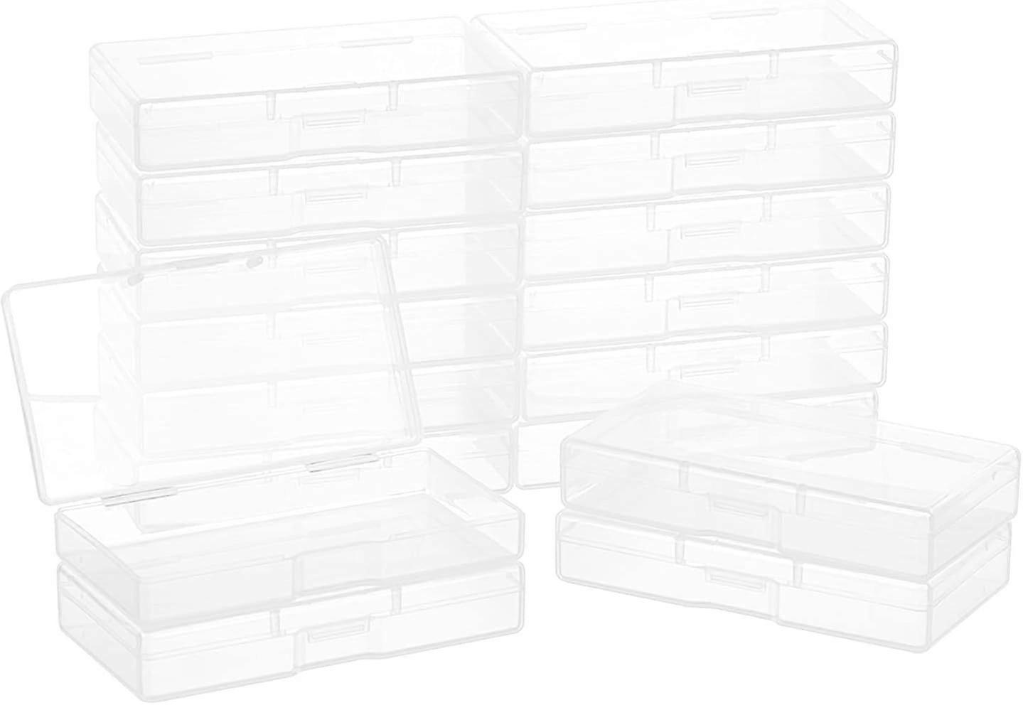 16Pcs Frosted Plastic Storage Containers Rectangle Bead Box Drawer Organizers with Lid for Beads Cards and Other Craft Accessories 3.6x1.9x0.68"