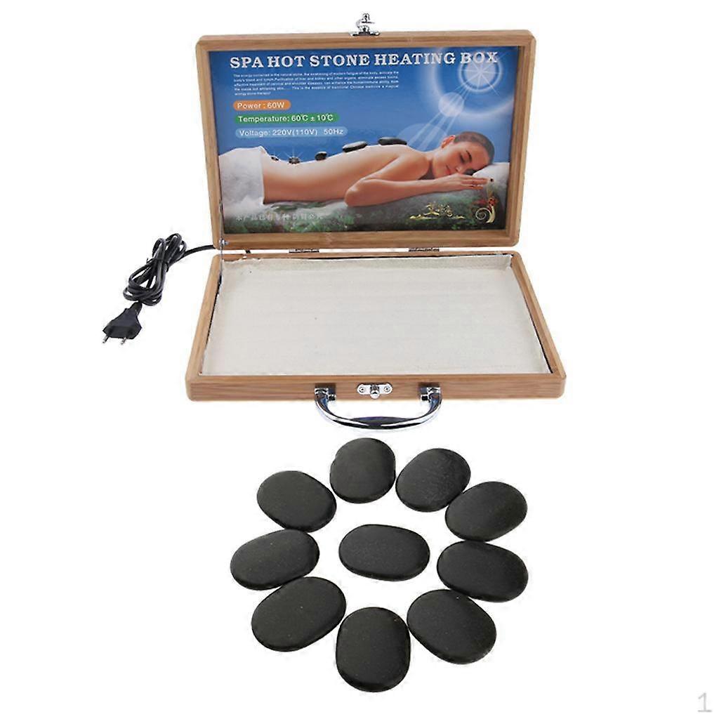 Stone Rock Heating Box Massage Warmer Case Heater Set EU Plug
