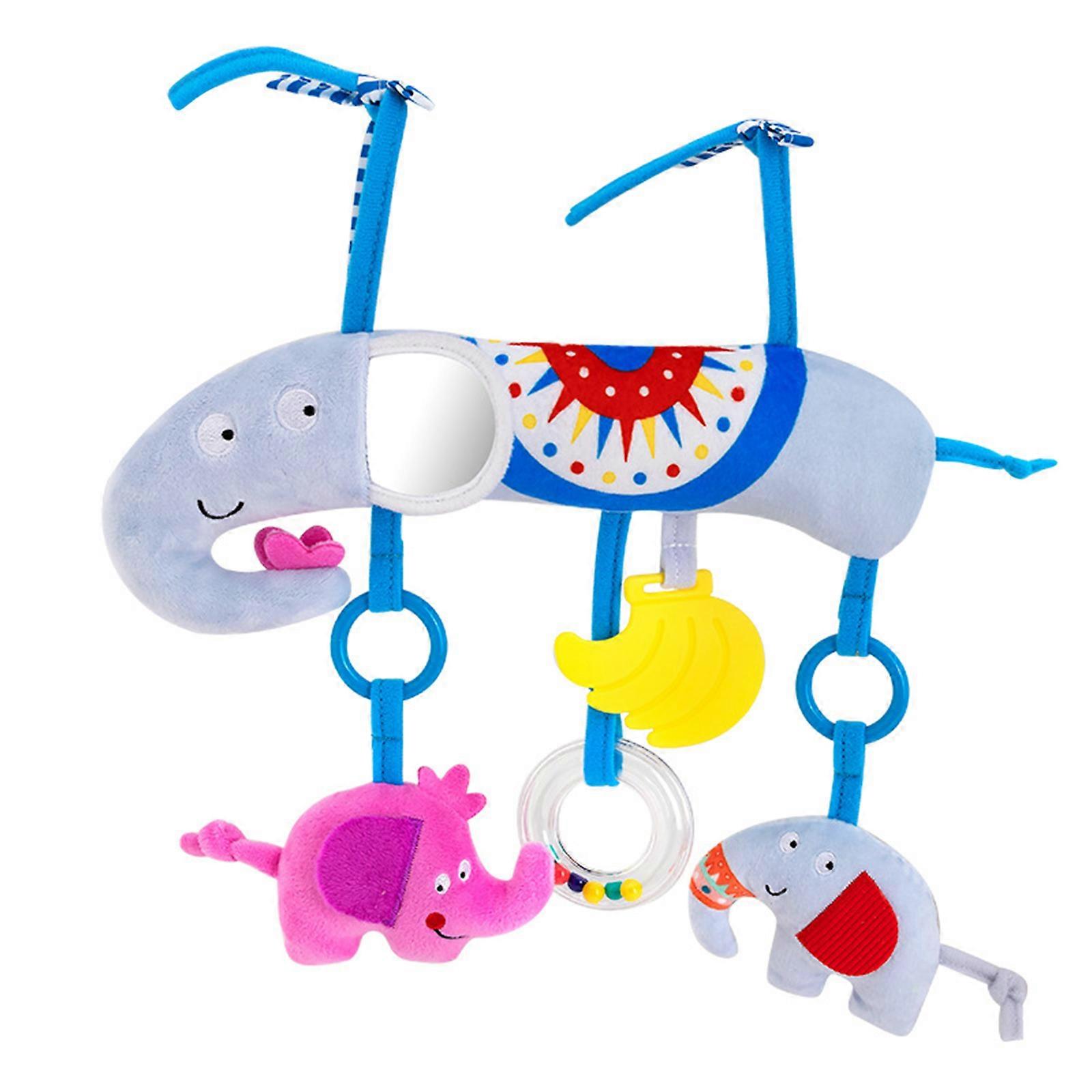 Elephant Baby Car Seat and Stroller Toy with Mirror and BiBi Squeaker