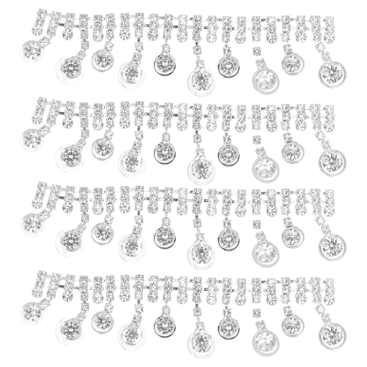 4Pcs Crystal Claw Chain Trimming Fringe Simulation Diamond Chain for Sewing Craft DIY DecorationDoub