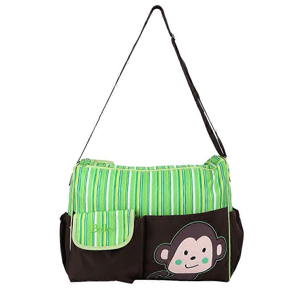 Large Capacity Casual Universal Cartoon Mummy Bag Monkey Pattern Polyester Fiber Green