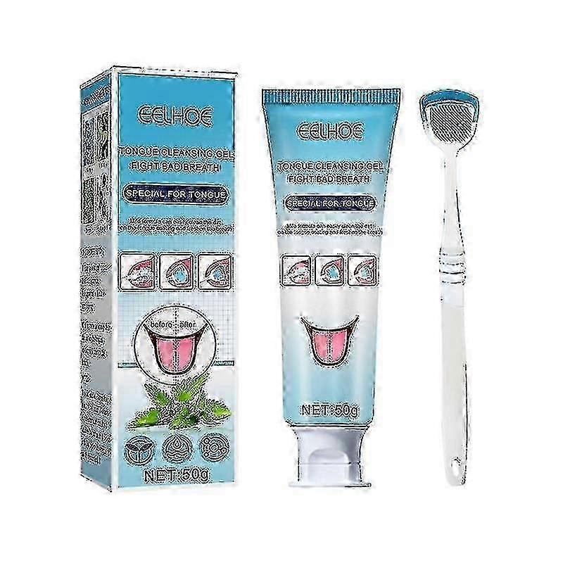 Eelhoe Tongue Cleaners With Soft Brush Scraper Fight Bad Breath Mild Formula Cleaning