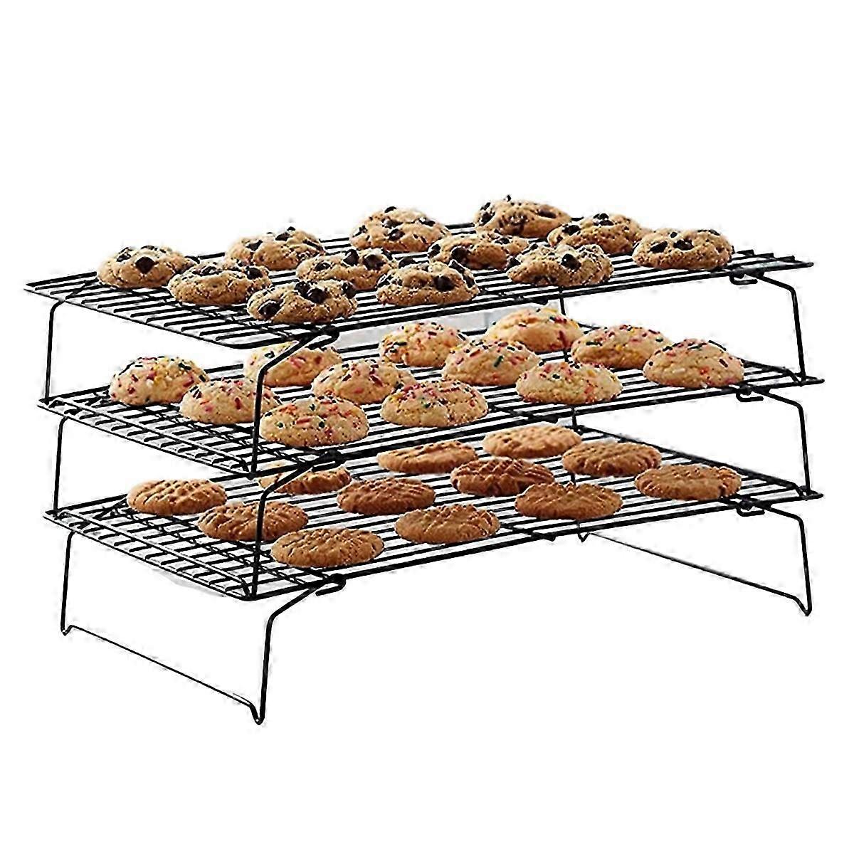 Stainless Steel Non-Stick Baking Tray with Wire Grid, Cooling Rack suitable for Oven,Foldable Three-Piece Cake Cooling Rack