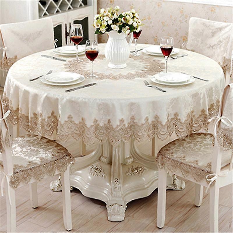 Classical Tablecloth Table Decor Jacquard Lace Elegant Table Cloth 180cm Round