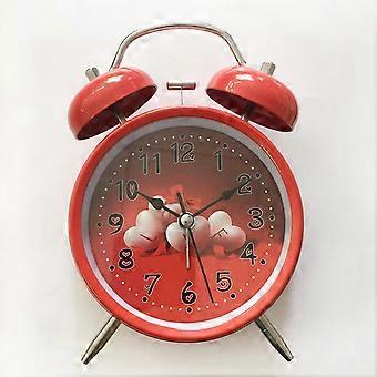 4 inch metal alarm clock red heart-shaped LOVE with luminous mute