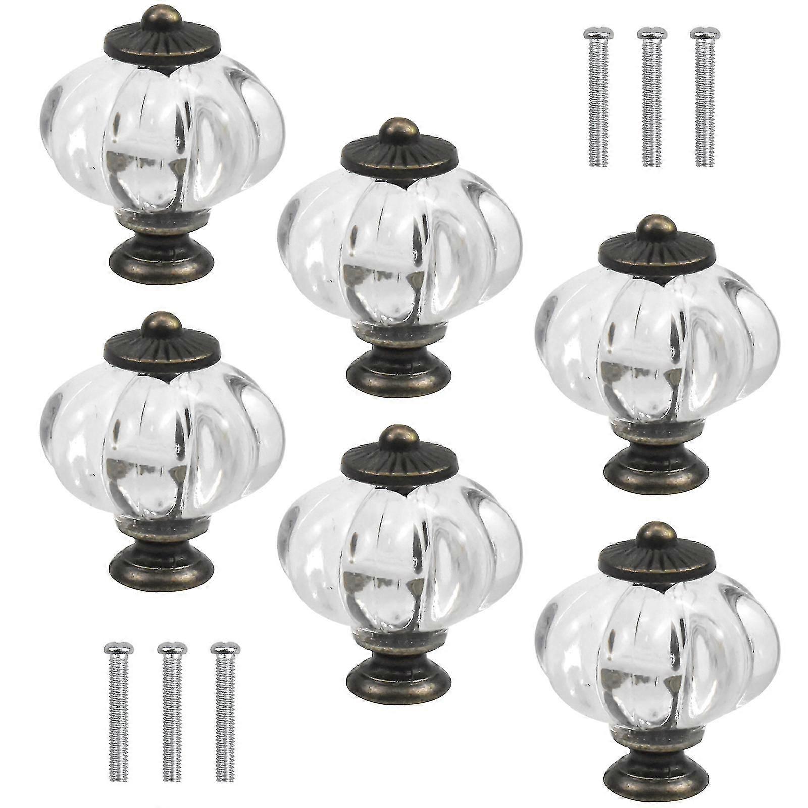 6 Pcs Vintage Pumpkin Cabinet Knobs Antique Drawer Knobs Acrylic