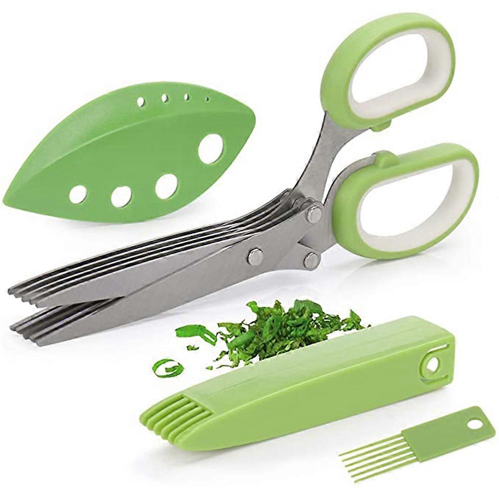 Five-Blade Herb Scissors Ergonomic Heavy-Duty
