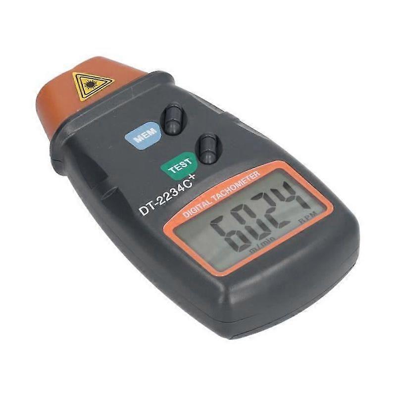 DILWE DT2234C+ Digital Laser Tachometer - Non-contact measurement from 25 to 99,999 rpm - Large LCD screen