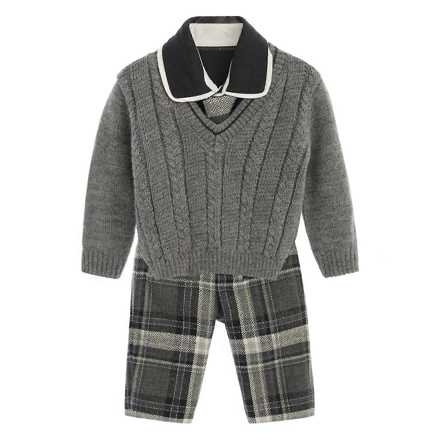 Terno de bebê Bufi, conjunto de 4 peças, com camisa, gravata, suéter e calças,