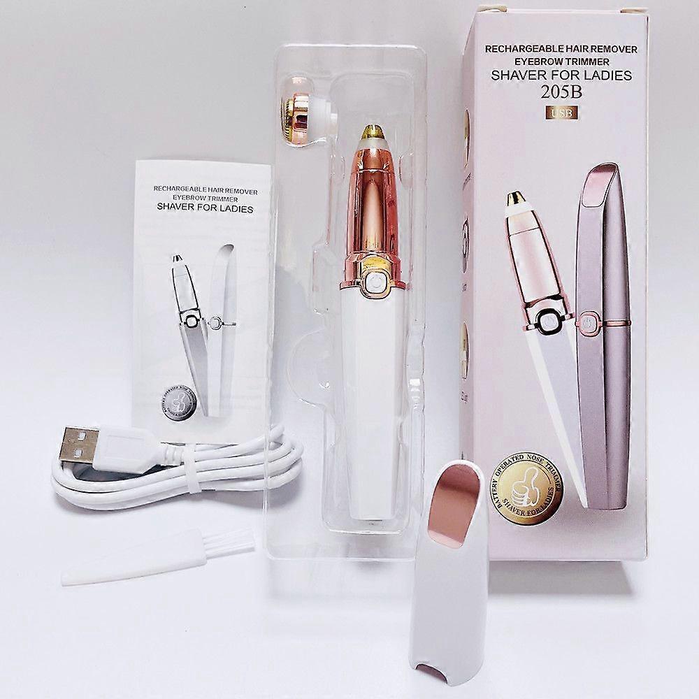 Wenkbrauwepilator, 2 in 1 elektrische Ogonebrow epilator pijnloze ontharing met ingebouwd LED-licht voor gezichtsdruppel gezichtsontharing type 4