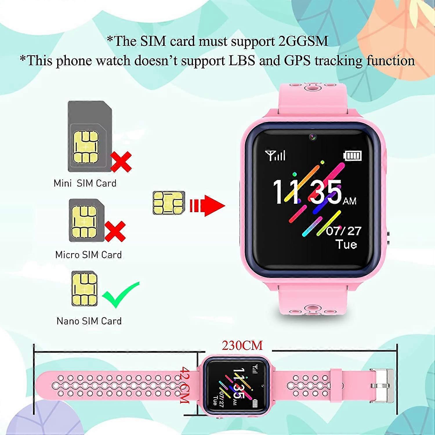 1.44 Inch IPS HD Color Touch Screen 2G Network Kids Watch with Dual-way Call Waterproof Function Fla