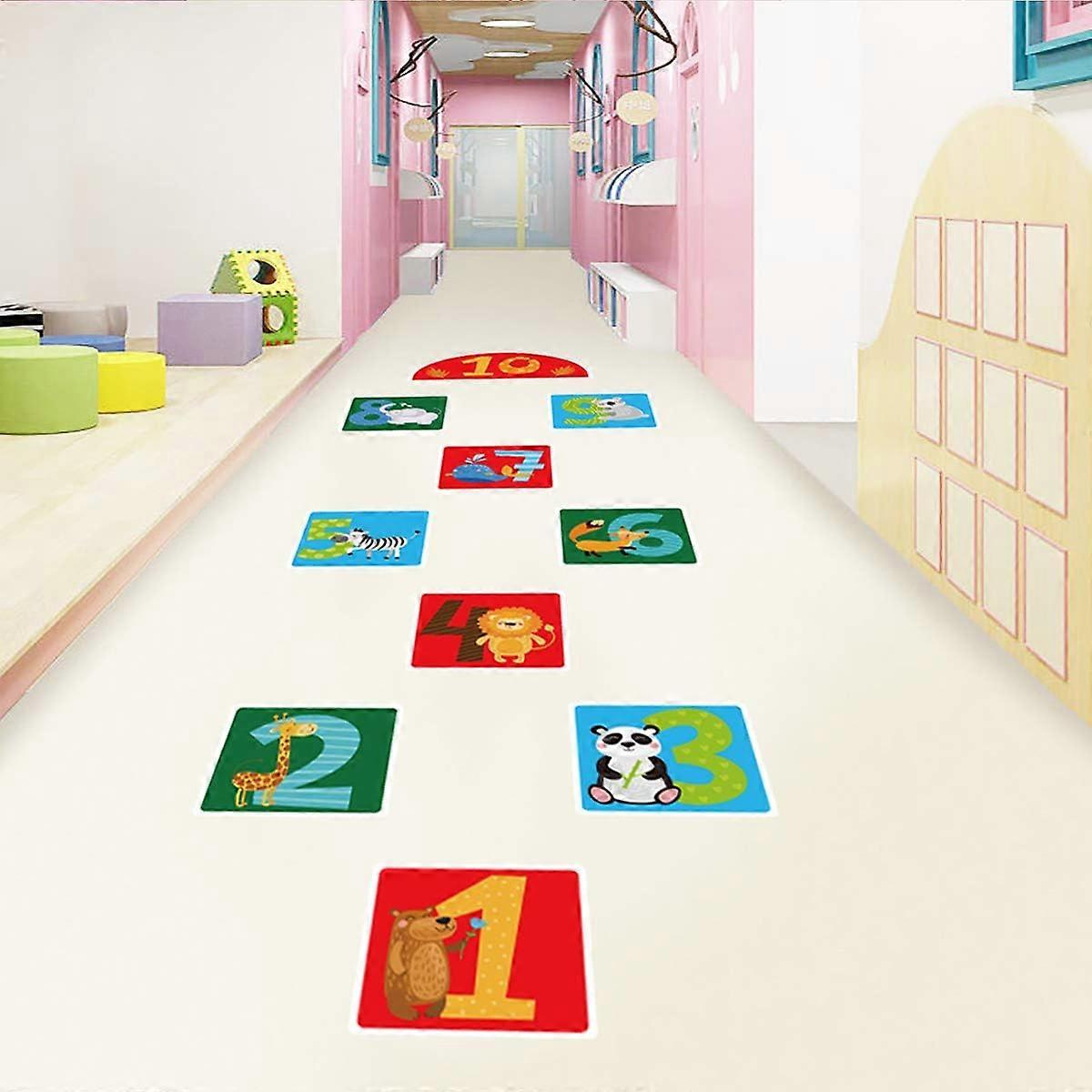 Sensory Path Decals, Hopscotch Rug for Kids Floor Play Area, Non-Slip Rug with Removable Design, Enhance Gross Motor Skills, Numbers Learning, Home